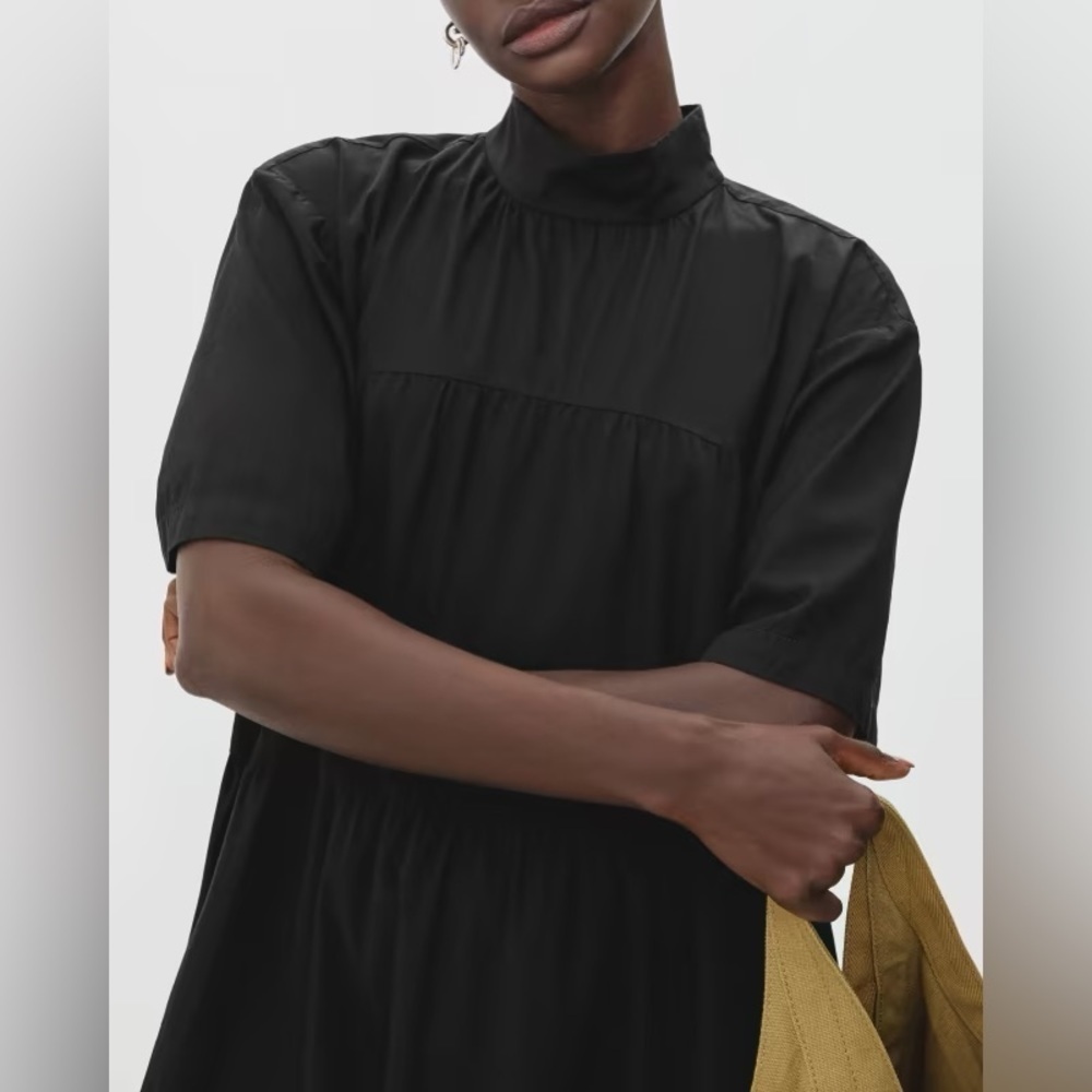 Everlane The Tiered Mock Neck Dress in Black Size Small - Picture 2 of 10